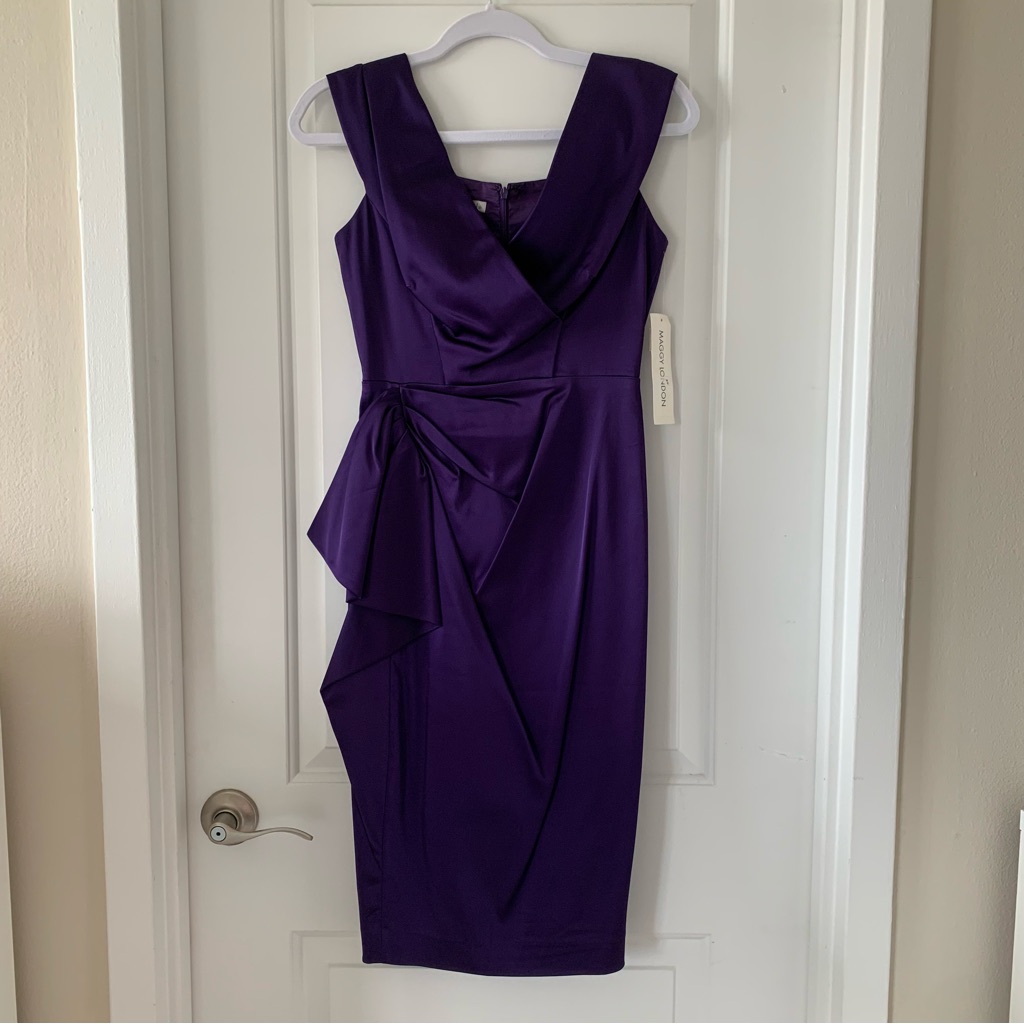 Maggy London Satin Dress In Violet
